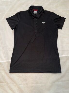 Tesla Black Polo with White Embroidered Logo